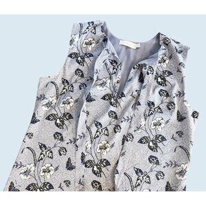 TORY BURCH Sleeveless Tie Neck Floral Lilac Purple Silk Blend Top Sz 6